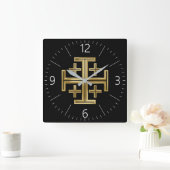 Horloge Carrée Croix chrétienne (Maison)