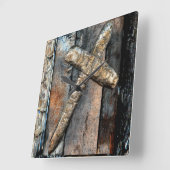 Horloge Carrée Croix de force (Angle)