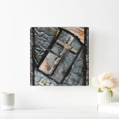 Horloge Carrée Croix de protection (Maison)