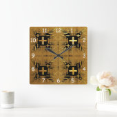 Horloge Carrée Croix d'or fractée (Maison)