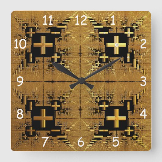 Horloge Carrée Croix d'or fractée (Recto)