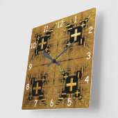 Horloge Carrée Croix d'or fractée (Angle)
