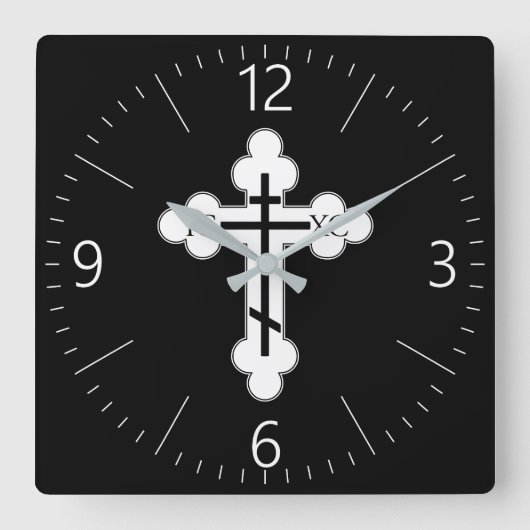 Horloge Carrée Croix orthodoxe (Recto)