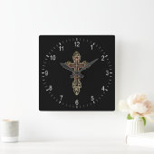 Horloge Carrée Croix orthodoxe (Maison)