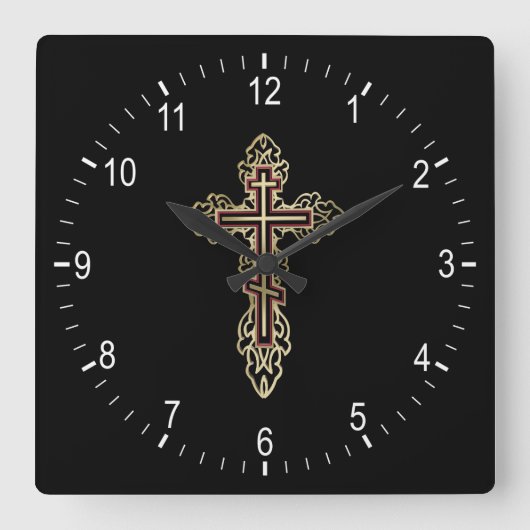 Horloge Carrée Croix orthodoxe (Recto)