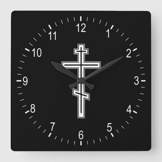 Horloge Carrée Croix orthodoxe (Recto)
