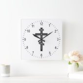 Horloge Carrée Croix orthodoxe (Maison)