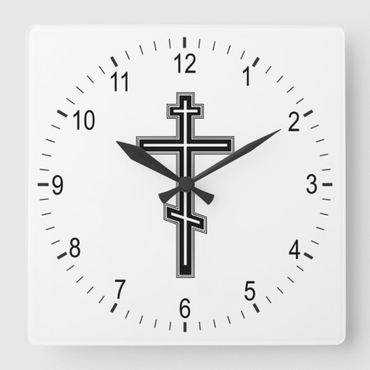 Horloge Carrée Croix orthodoxe (Recto)