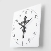 Horloge Carrée Croix orthodoxe (Angle)