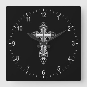 Horloge Carrée Croix orthodoxe