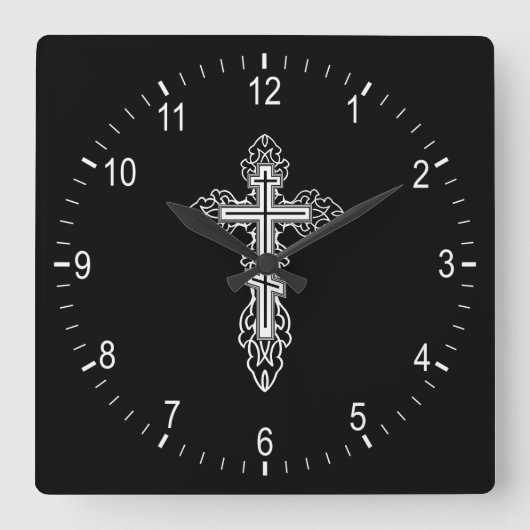 Horloge Carrée Croix orthodoxe (Recto)