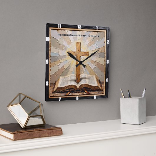 Horloge Carrée Cross's Power: Word Revealed True (Bureau)
