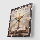 Horloge Carrée Cross's Power: Word Revealed True (Angle)