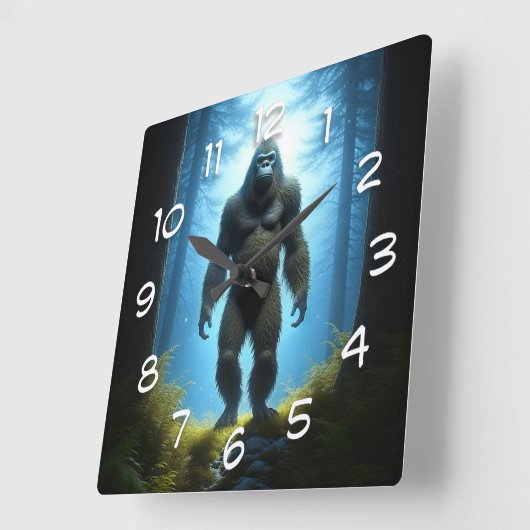 Horloge Carrée Croyants Sasquatch Bigfoot (Angle)