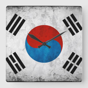 Horloge Carrée Cru sud-coréen de drapeau