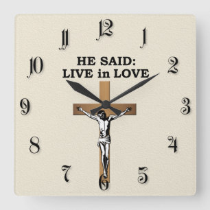 Horloge Carrée Crucifix