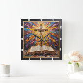 Horloge Carrée Crucifixion's Radiance: Word Revealed (Maison)