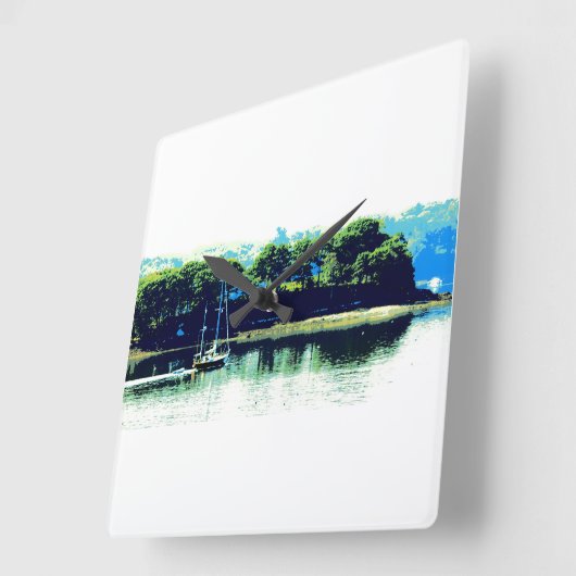 Horloge Carrée cruissailboat wall clock (Angle)