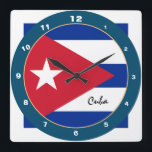 Horloge Carrée Cuban Flag & Cuba trendy fashion /design clock<br><div class="desc">WALL CLOCK : Cuba & Cuban Flag fashion design - love my country,  travel,  holiday,  country patriots / sports fans</div>