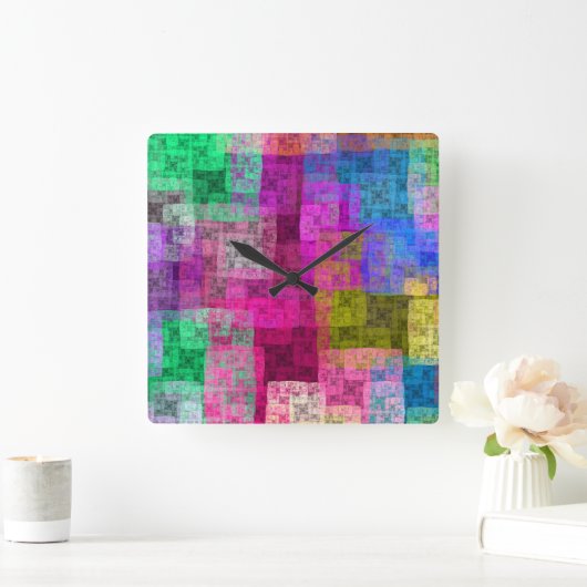 Horloge Carrée cubes Abstraits (Maison)