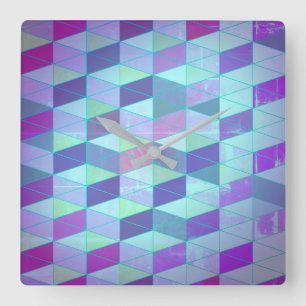 Horloge Carrée Cubes en triangles Motif géométrique