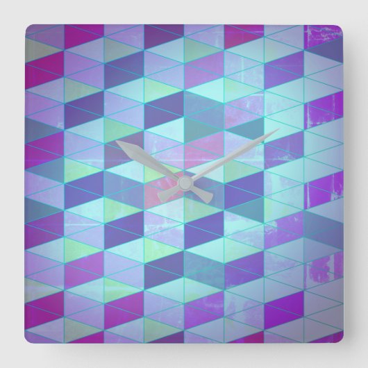 Horloge Carrée Cubes en triangles Motif géométrique (Recto)