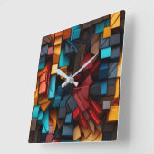 Horloge Carrée Cubes primaires (Angle)