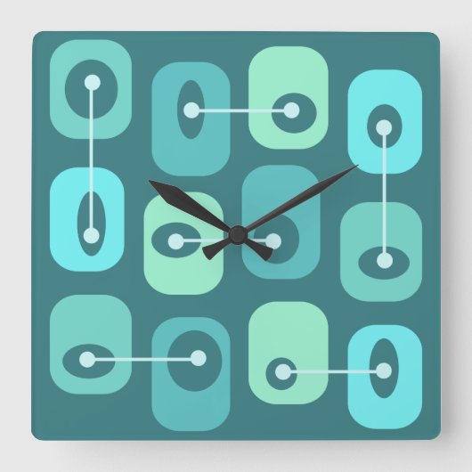 Horloge Carrée Cubes Squishy Abstraits Turquoise (Recto)