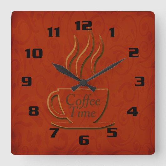 Horloge Carrée Cuisine Belle de Coffee Time (Recto)