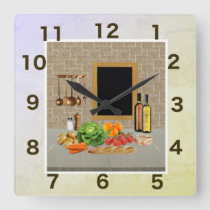 Horloge Carrée cuisine carrée d'horloge