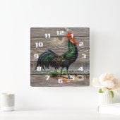 Horloge Carrée Cuisine Coq de Campagne Rustique (Maison)