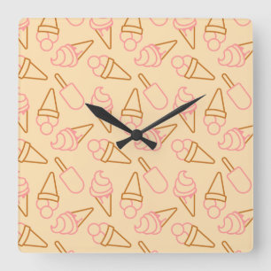 Horloge Carrée Cuisine estivale avec contours de glace