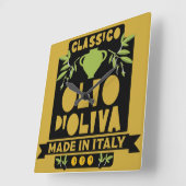 Horloge Carrée Cuisine italienne d'huile d'olive (Angle)