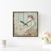 Horloge Carrée Cuisine rustique Vintage au coq (Maison)