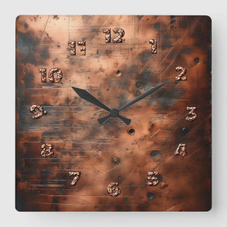 Horloge Carrée cuivre patiné