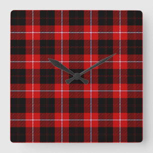 Horloge Carrée Cunningham Tartan rouge noir