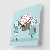 Horloge Carrée Cupcake Love (Angle)