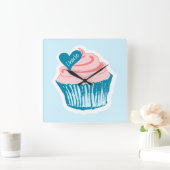 Horloge Carrée Cupcake Love custom name wall clock (Maison)
