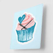 Horloge Carrée Cupcake Love custom name wall clock (Angle)