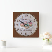 Horloge Carrée Cupcakes pour toutes les occasions (Maison)