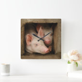 Horloge Carrée Curious Piglets (Maison)