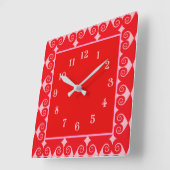 Horloge Carrée Curly Diamond Pattern (Angle)