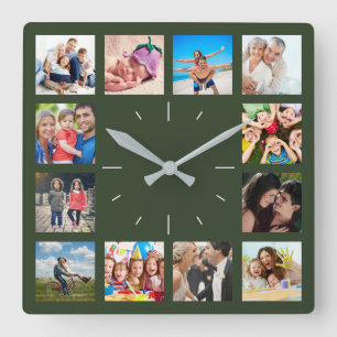 Horloge Carrée Custom 12 Keepsaké Famille Photo Collage Enfants A