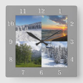 Horloge Carrée Custom 4 Photo Collage Personalized (Recto)