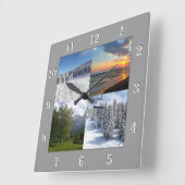 Horloge Carrée Custom 4 Photo Collage Personalized (Angle)