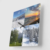 Horloge Carrée Custom 4 Photo Collage Personalized (Angle)