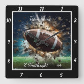Horloge Carrée Custom Action Football (Recto)