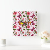 Horloge Carrée Custom floral butterfly pattern  (Maison)