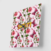 Horloge Carrée Custom floral butterfly pattern  (Angle)
