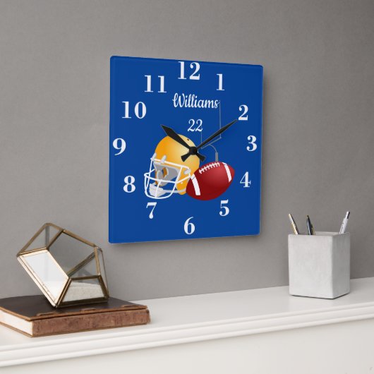 Horloge Carrée Custom Football Time Square Wall Clock (Bureau)